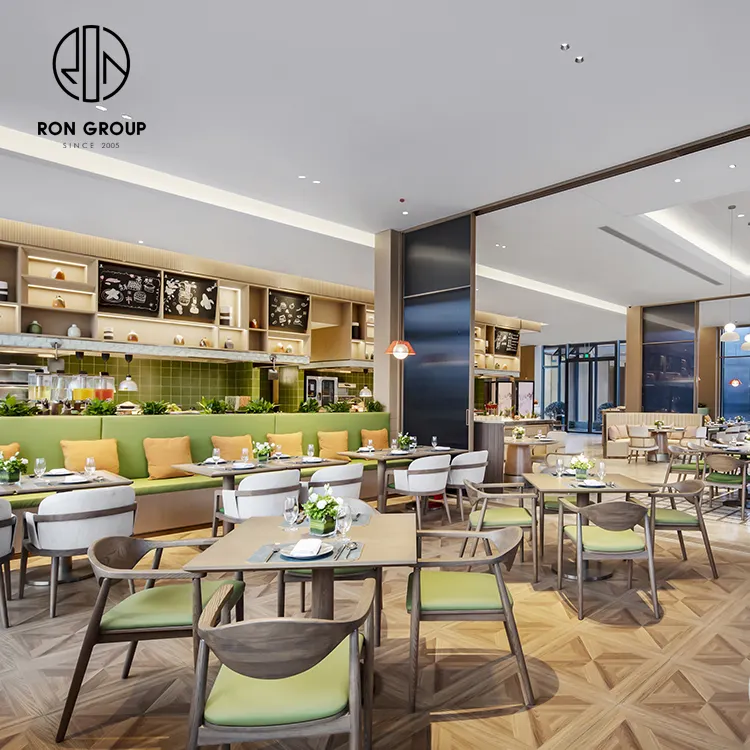 맞춤형 모던 호텔 클럽 가구 3D 레스토랑 디자인 부스 카페 벤치 좌석 패스트 푸드 레스토랑 테이블과 의자 세트