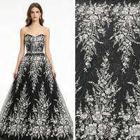 Tissu en tulle de luxe, lourd, à motifs floraux, broderie de sequins, disponible en plusieurs couleurs, tissu en maille pour robe de mariée