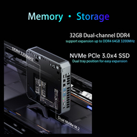 HelorPC PC PC de jeu AMD R7 5800H RX 6400 DDR4 64GB M.2 SSD HD-MI TYPE-C DP 2 Ports Ethernet Mini ordinateur pc pour jeu avec ventilateur