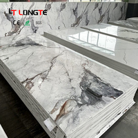 Panneau mural en PVC Longte 1,22*2,44/2,90 m, revêtement brillant anti-UV, alternative au marbre, plaque de marbre brillante anti-UV