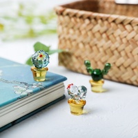 Adorable mini-cactus en verre, figurine de cactus miniature artisanale pour bureau, voiture et maison
