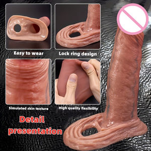 Condón de Silicona Reutilizable, Enorme y Realista, <span class=keywords><strong>para</strong></span> Mejorar la Erección, Extensor de Pene <span class=keywords><strong>para</strong></span> Hombres, Juguetes Sexuales <span class=keywords><strong>para</strong></span> Adultos - Product Image 3