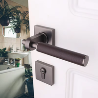 Poignée de porte magnétique silencieuse en alliage de zinc gris-noir robuste de style américain pour design intérieur et bureaux