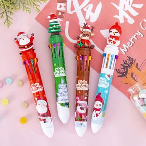 Christmas Ten-color <b>Refill</b> Plastic Ballpoint <b>Pen</b> Cute Gel <b>Pens</b> Cartoon Reindeer and Santa Claus Pattern As Gifts for Students - Product Image 3