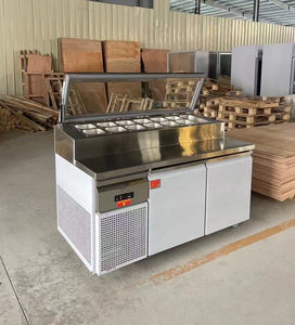 Réfrigérateur de préparation des aliments pour comptoir de cuisine commerciale, <span class=keywords><strong>bar</strong></span> à salades et pizzas, table de préparation des pizzas en acier inoxydable à <span class=keywords><strong>2</strong></span> <span class=keywords><strong>portes</strong></span> - Product Image 3