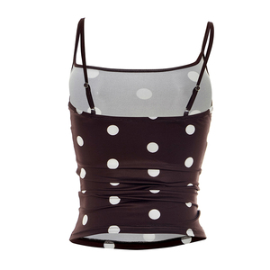 Viviblook J26TP101 Débardeur d'été pour femme à bretelles réglables, motif pois, sans manches, coupe courte - Product Image 5