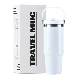 Vaso Térmico Personalizado con Logotipo de 30 oz, Taza de Café de Acero Inoxidable de Doble Pared con Aislamiento al Vacío, Vasos de Viaje para Auto de 30 oz con Asa y Tapa - Product Image 1