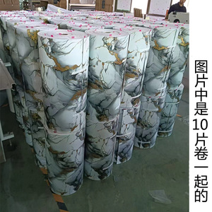 Waterproof Marble Tile Wall Stickers PVC Self Adhesive Home Decoration For Kitchen Living Room Tv Background - Product Image 5