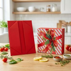 Oversized Foldable <b>Christmas</b> <b>Box</b> Red Rigid Gift <b>Box</b> Shiny Gold Dot Hot Stamping MIYIN Brand MY-ZDH Model Recyclable Paper Handle - Product Image 1