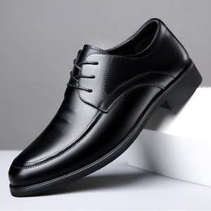 Zapatos de Vestir de Cuero para Hombre, Negros, Tacón Bajo, Antideslizantes, Formales, para Oficina, Modelo 3792 - Product Image 1
