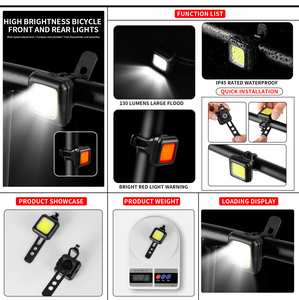 Luz LED Combinada Delantera y Trasera <span class=keywords><strong>de</strong></span> 250 mAh para Bicicleta <span class=keywords><strong>de</strong></span> Montaña, Resistente al Agua IPX4, para Ciclismo Nocturno - Product Image 6