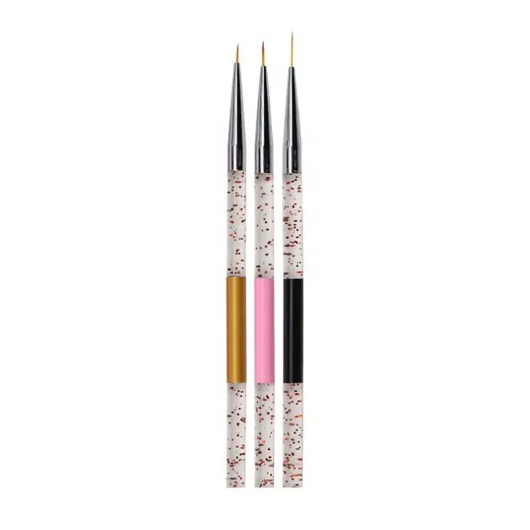 La mejor calidad de uñas decoración lápiz pincel brillo acrílico línea de detalle cabeza redonda metal delineador de ojos cepill