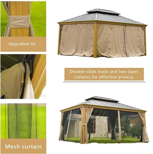 Recentemente progettato all'aperto impermeabile 3M * 3.65M in metallo Hard Top Patio terrazza parasole giardino Gazebo con tetto - Product Image 5