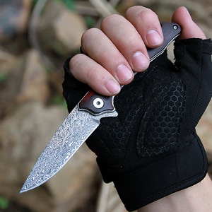 Coltello Pieghevole da Esterno in Acciaio Damasco, Affilato, per Sopravvivenza e Difesa, Modello <span class=keywords><strong>Centipede</strong></span> C109, per Uso Domestico - Product Image 1