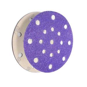 125mm Purple Polyester Film Ceramic Medium Hardness OEM <strong>Hook</strong> &amp; <strong>Loop</strong> Abrasive Sanding Disc - Product Image 2