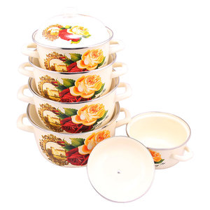 Set di Pentole e Casseruole in Smalto Sostenibile Cooks Tradition, 5 Pezzi con Design Floreale, Stoviglie in Smalto per Campeggio - Product Image 5