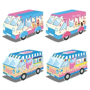 KZ059 düzensiz üç boyutlu dondurma otobüs şekilli kağıt hediye kutusu çocuklar için doğum günü partisi malzemeleri