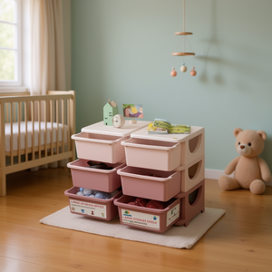 Cajonera de plástico rectangular para guardar juguetes, organizador para habitación infantil - Product Image 2