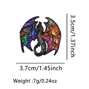 Pin de Aleación de Zinc con Diseño de Dragón de Fantasía, Estilo Vidrio Esmaltado con Tinte UV, Broche Metálico Colorido de Criatura Mítica, Insignia Decorativa para Ropa - Product Image 6