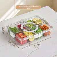 Nouveau Organisateur de Réfrigérateur Snackle Box Amovible à 8 Compartiments, Bac de Rangement en Plastique Transparent avec Poignée pour Réfrigérateur