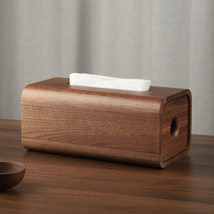 Boîte à mouchoirs en bois de noyer noir, en bois massif, pour salon, salle de bain, usage domestique simple, mouchoirs à tirer - Product Image 3