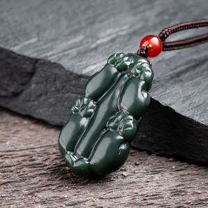 Pendentif Pixiu en jade cyan naturel de Hotan, style chinois, unisexe, design original, cadeau avec certificat d'évaluation HT01 - Product Image 3