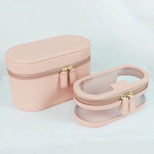 Venta al por mayor de estuches de cosméticos conjunto claro de PVC bolsa de maquillaje de cuero vegano estuche de cosméticos con cremallera - Product Image 3