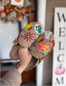 Pink Customization Patchwork Slippers With Buckle Decoration Open Toe Style All Seasons Wear - Product Image 2