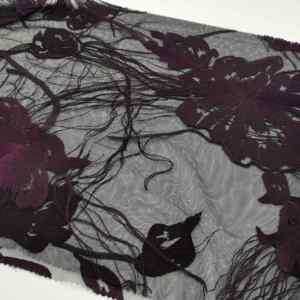 Bellissimo Tessuto in <span class=keywords><strong>Organza</strong></span> Trasparente con Motivo Floreale Viola Lilla Ricamato <span class=keywords><strong>per</strong></span> <span class=keywords><strong>Abiti</strong></span> da Sposa - Product Image 3