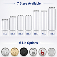 Lata de Bebidas de Plástico PET de Grado Alimenticio de 500 ml, Lata de PET Transparente con Tapa de Aluminio para Bebidas Frías, Refrescos, Jugos, Certificación ISO CE