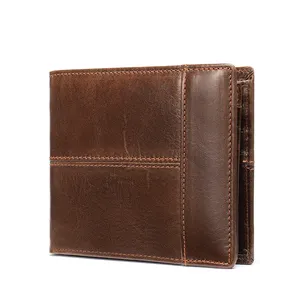 الجملة 8064 قبول مخصص شعار الرجال حاملي بطاقة محفظة رجل محفظة RFID جلد طبيعي محفظة النقود بيفولد للرجال