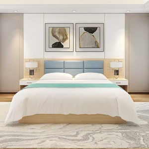 Modern Bedroom Furniture Set Customize <b>Queen</b> King <b>Size</b> Wooden Panel <b>Bed</b> Frame with Tufted Headboard Nightstands Apartment Use - Product Image 2
