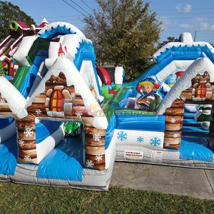 Castillo inflable gigante para fiestas navideñas al aire libre, con tobogán, zona de saltos y juegos inflables para el parque de atracciones de invierno. - Product Image 2