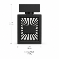 Flacon de parfum vide personnalisé en verre 100 ml, design treillis noir mat, flacon atomiseur rechargeable, vente en gros, logo personnalisé OEM