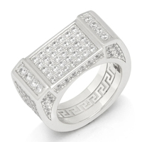 Nouvelles bagues unisexes en acier inoxydable plaqué or rose, design micro-pavé classique personnalisé, fermoir boîte, bijoux de fête tendance, vente en gros