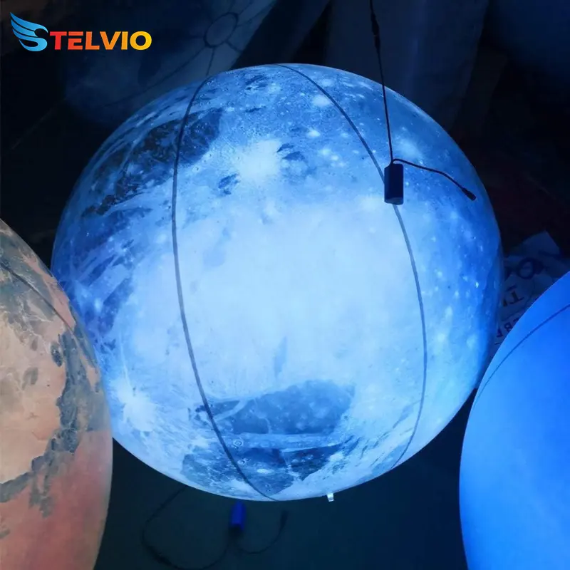 Sıcak satış dev şişme LED aydınlatma gezegen balon dekorasyon için Led ile şişme gezegen balon asılı açık