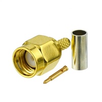 Conector de crimpado macho SMA recto coaxial RF de latón de alta calidad para cable RG316/RG178/RG174