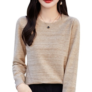 Suéter de Punto Acanalado Corto Estilo Coreano <span class=keywords><strong>La</strong></span> <span class=keywords><strong>Chapelle</strong></span>, Cuello Redondo Grueso, Color Sólido, para Mujer, Otoño, Manga Larga, Top Interior - Product Image 5