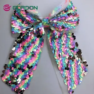 Gordon nastri paillettes fiocchi per capelli Glitter con fermagli per capelli in alligatore grande fiocco scintillante per ragazze tipi accessori per capelli