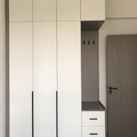 Armoire à étagères ouvertes moderne Japandi en MDF gris, pour chambre à coucher, ivoire, noyer français, doré, style côtier