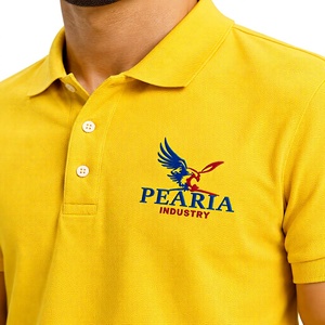 Camisa Amarilla de Manga Corta para Hombre, con Cuello, para Golf, Tenis, Uniforme Casual, 100% Poliéster, Secado Rápido, Logotipo Frontal - Product Image 6