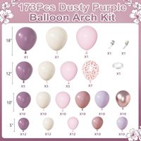 Kit d'arche de ballons Amandir 173 pièces, couleur violet poussiéreux, ballons en caoutchouc double épaisseur, rose/blanc/lavande/lilas, pour fêtes d'anniversaire
