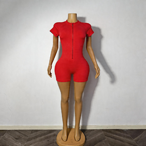 Nouvelle Arrivée 2026 – Combinaison Sport Décontractée <span class=keywords><strong>Femme</strong></span> en Coton Premium à Manches Courtes avec Logo Personnalisable et Fermeture Éclair Originale - Product Image 3