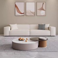 Italienisches Minimalistisches Wohnzimmer-Sofa, Tofu-Block Stoffsofa für Empfangsbereich, Luxuriöses Gerades Sofa-Set