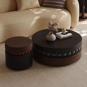 Table basse moderne en noyer, style <span class=keywords><strong>vintage</strong></span> italien, haut de gamme, créative, ronde, en bois, pour salon. - Product Image 1