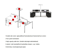 Poste de travail modulaire moderne pour 4 personnes avec cloison acoustique - Bureau de personnel de 1,2 m/1,5 m