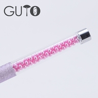 Pinceau à ongles en acrylique 100 % Kolinsky avec manche en perles roses, stylo de sculpture pour poudre acrylique, personnalisable pour manucure – Vente en gros