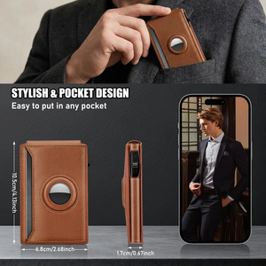 Portafoglio Smart Pop-up in Pelle PU per Uomo <span class=keywords><strong>con</strong></span> Funzione Trova Dispositivo RFID, Grande Capacità, Porta Carte di Credito e Documenti in Alluminio - Product Image 4