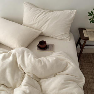 Parure <span class=keywords><strong>de</strong></span> lit en <span class=keywords><strong>coton</strong></span> doux à double couche, couleur unie, fil froissé, sur mesure, vente en gros, <span class=keywords><strong>grand</strong></span> <span class=keywords><strong>drap</strong></span> <span class=keywords><strong>de</strong></span> lit/ensemble ajusté - Product Image 2