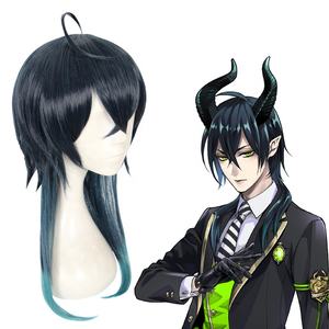 Alta calidad 50cm largo recto azul oscuro y verde Twisted <span class=keywords><strong>Wonderland</strong></span> Malleus peluca sintética Anime Cosplay pelucas - Product Image 3